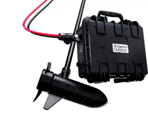 Bronson Outdoor waterproof LiFePO4 battery with case and trolling motor connection for boating and outdoor use