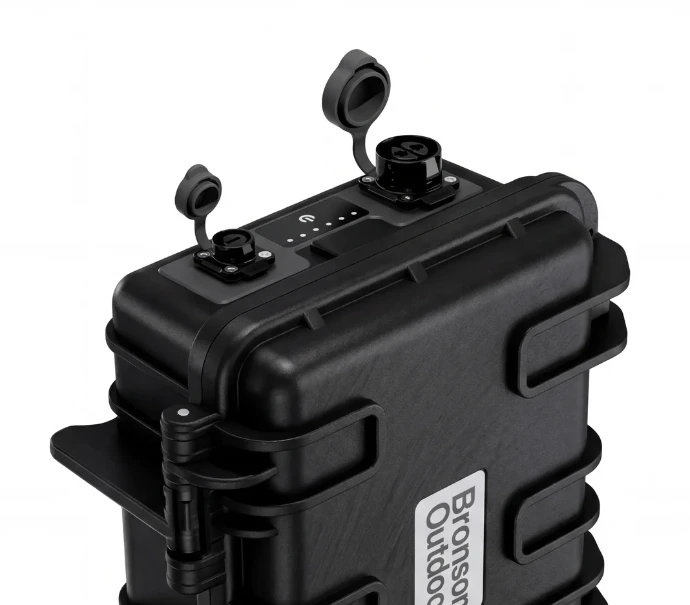 Bronson MBL Pro lithium battery showing USB-C port and LED charge indicator