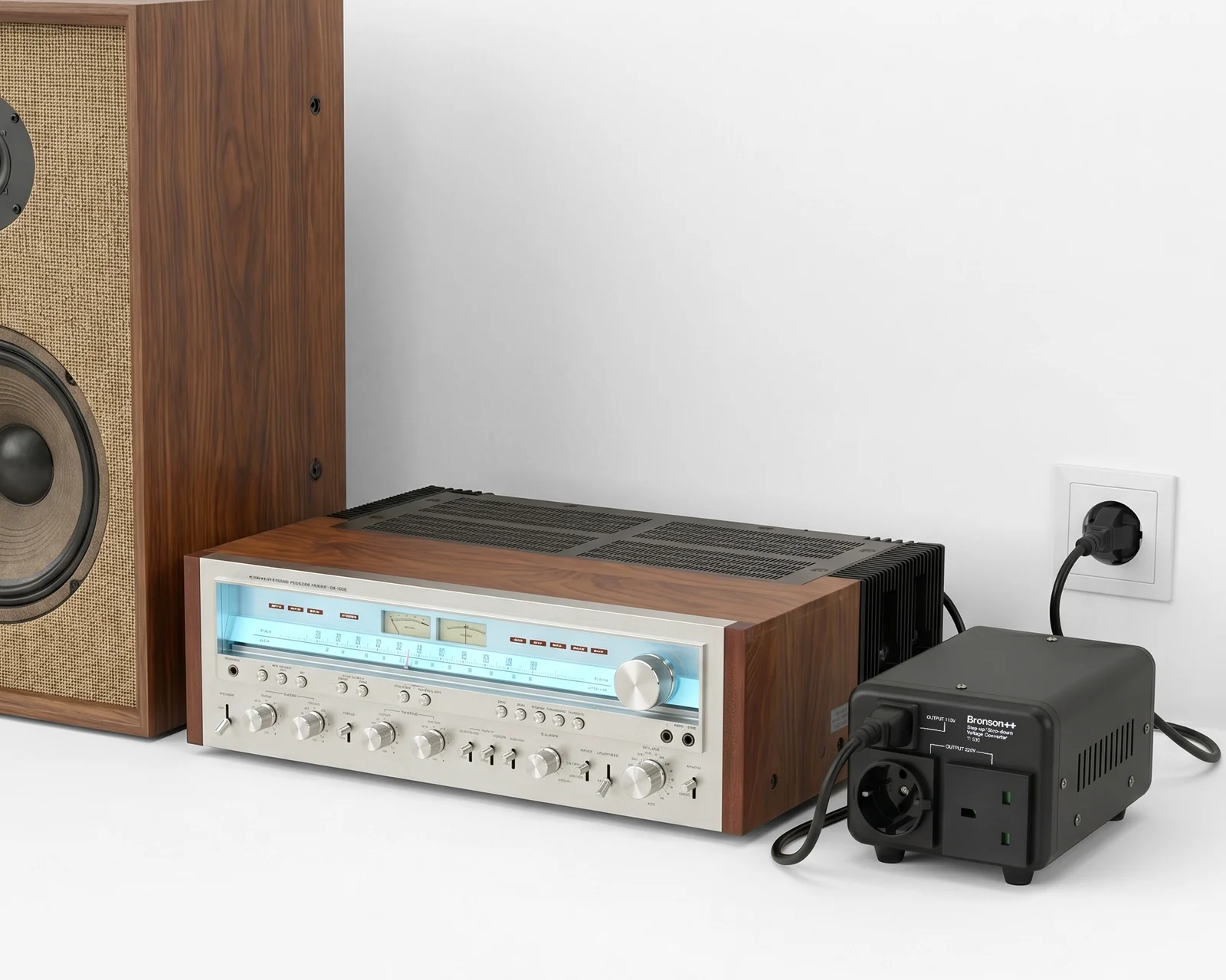Bronson TI-500 step-down converter for European hair straightener on US power